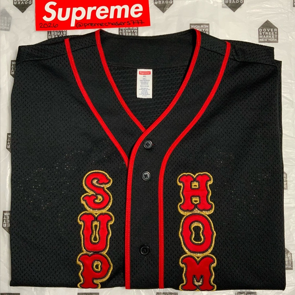 Supreme®/Homerun Baseball Jersey SS25 - Black/Red - XL BRAND NEW!